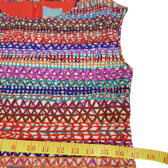 CeCe by Cynthia Steffe Sleeveless Drop Waist Dress Lined Multicolor size 6 - Picture 9 of 10